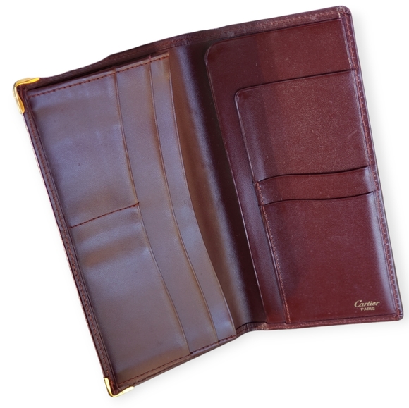 💯 CARTIER Wallet mast line Bordeaux leather Authentic - Picture 6 of 14